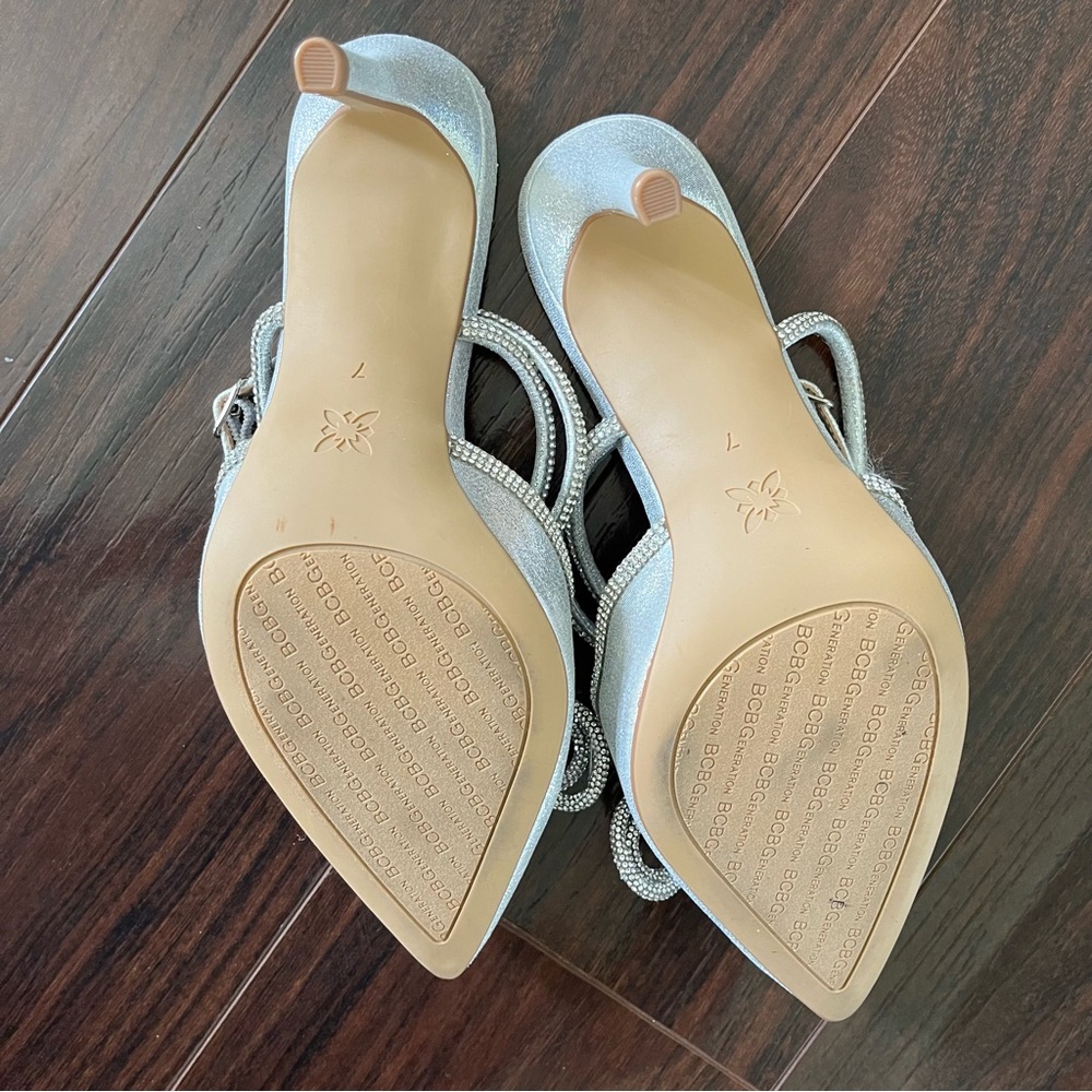 Bcbgeneration Silver Rhinestone Bow Stilettos - image 4